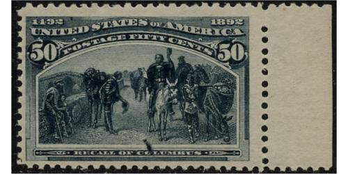 #240 50¢ Recall of Columbus, Slate Blue, NH, APS Certificate (UR)