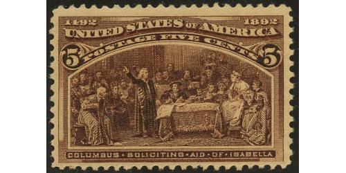 #234 5¢ Columbus and Isabella, Chocolate, F-VF NH