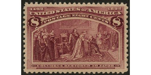 #236 8¢ Columbus Restored to Favor, Magenta, VF NH