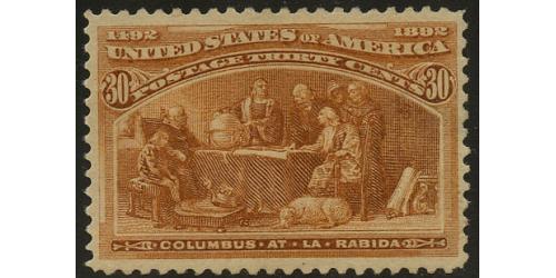 #239 30¢ Columbus at La Rábida, Brown Violet, F-VF NH