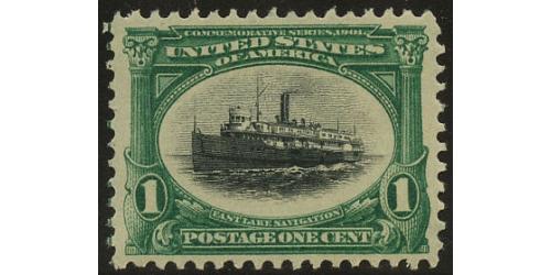 #294 1¢ Steamship "City of Alpena", Green & Black, VF NH