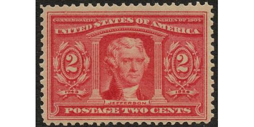 #324 2¢ Thomas Jefferson, Carmine, NH