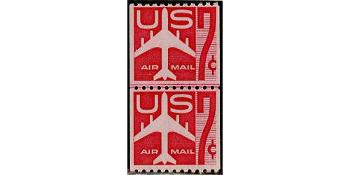 #C61 7¢ Carmine, Jet Airliner Line Pair, NH