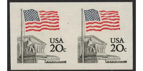 #1895e Flag 20¢, Imperforate Between Pair, Never Hinged Very Fine