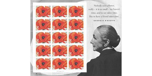 #3069 Georgia O'Keefe, American Artist, Souvenir Sheet of 15