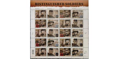#3393-96 Distinguished Soldiers Mint Sheet of 20 Stamps
