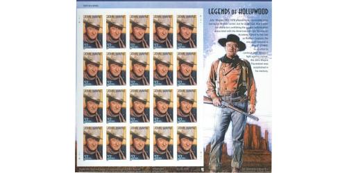 #3876 John Wayne, Legends of Hollywood, Souvenir Sheet of 20