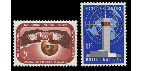 #166-167 UN Headquarters & World Map