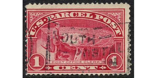 # Q1 1¢ Post Office Clerk, Carmine Rose