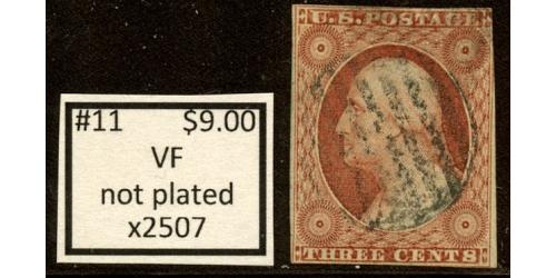 #11 3¢ Washington, Very Fine, not plated