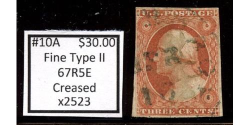 #10A 3¢ Washington, Fine, Type 11 67R5E