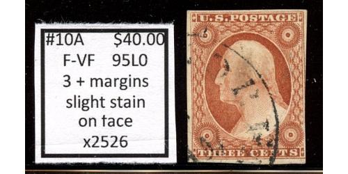 #10A 3¢ Washington, Fine - Very Fine 95L0