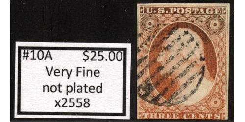 #10A 3¢ Washington, Very Fine, Not Plated