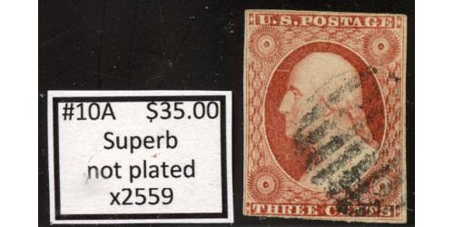 #10A 3¢ Washington, Superb, Not Plated