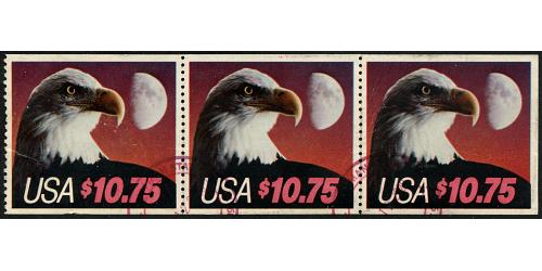 #2122 Express Mail $10.75, Complete booklet Strip of 3 (USED)