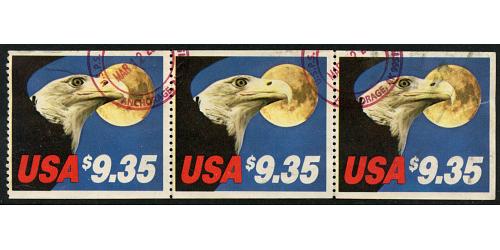 #1909 Express Mail $9.35, Eagle & Moon, Booklet Strip of Three