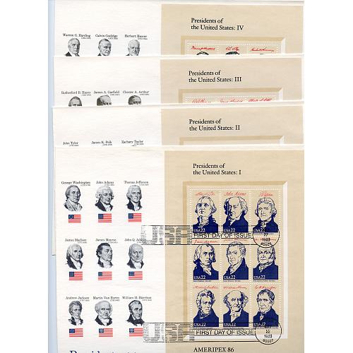#2216-2219 AMERIPEX Souvenir Sheets FDC, Set of Four