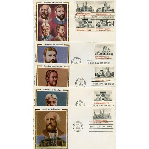 #1838-41 American Architecture, Complete set of Five