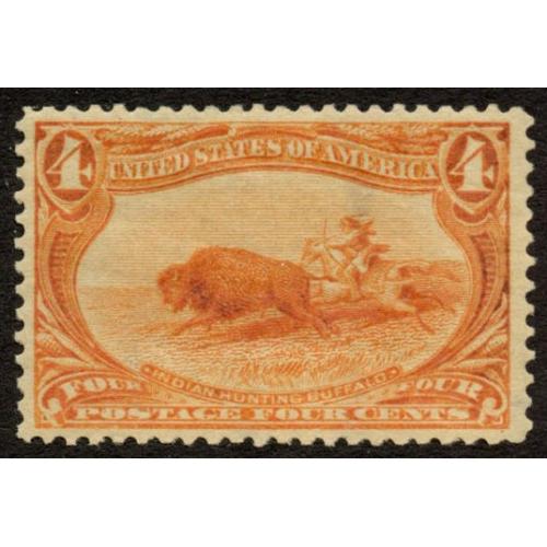 #287 4¢ Trans-Mississippi, Indian Hunting Buffalo, F-VF LH