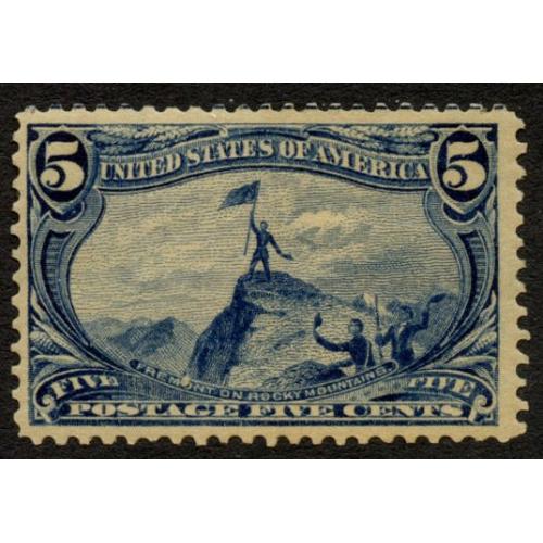 #288 5¢ Fremont on the Rocky Moutains, Dull Blue, LH