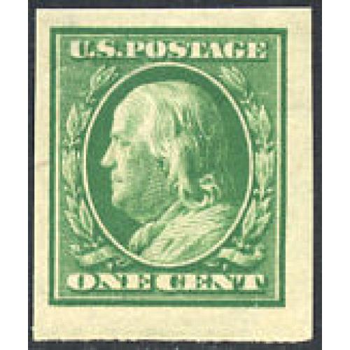 #383 1¢ Franklin, Green, Never Hinged