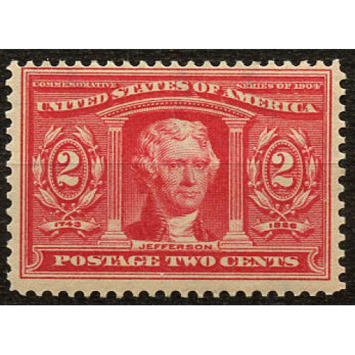 #324 2¢ Thomas Jefferson, Carmine, NH