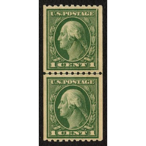 #441 1¢ Washington, Green, Coil Line Pair NH