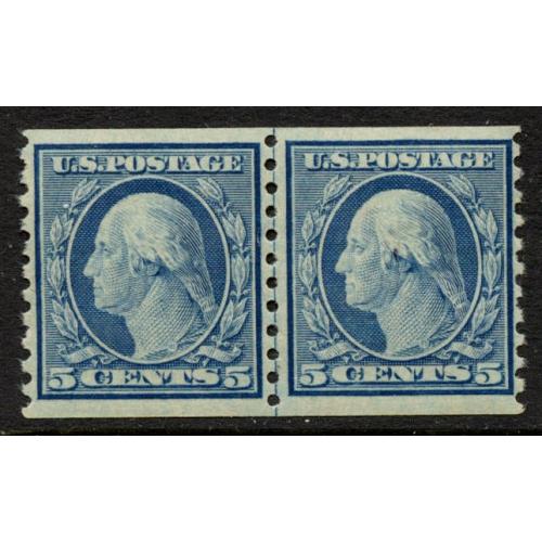 #447 2¢ Washington, Blue, Coil Line Pair NH