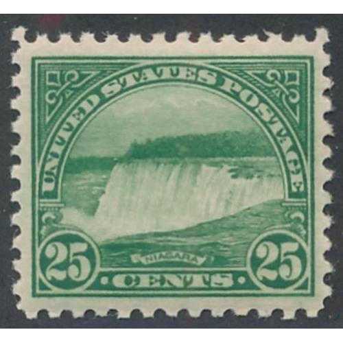 #568 25¢ Niagara Falls, Yellow Green, GEM NH, EzGrade Certified