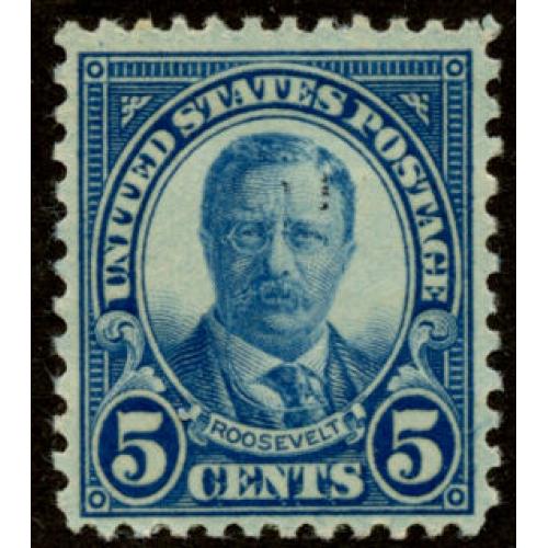 #557 5¢ Theodore Roosevelt, Dark Blue F-VF+ Mint VLH
