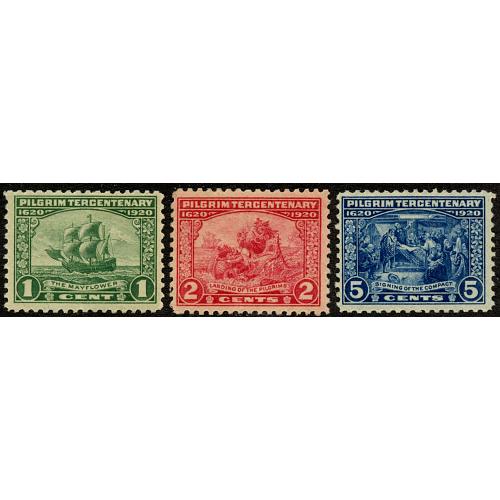 #548-555 Pilgrim Tercentenary Issue, Set of Three, See Description