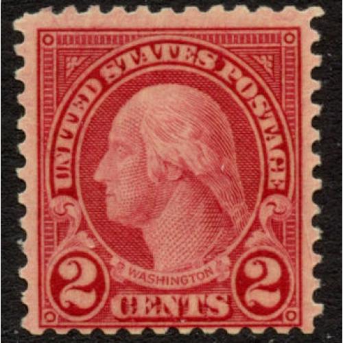 #595 2¢ Washington, Carmine, Very Lightly Hinged