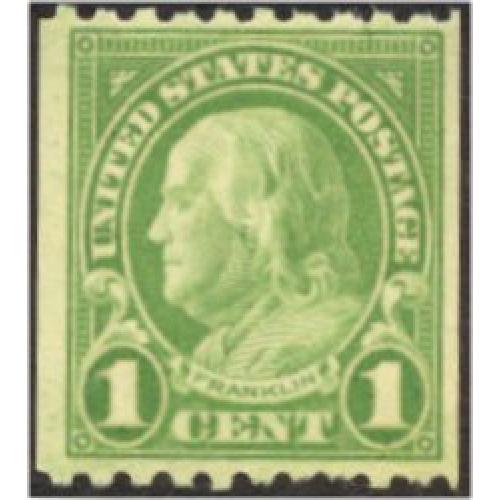 #604 1¢ Franklin Coil, Perforated 10 Horizontally
