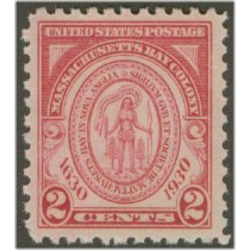 #682 2¢ Massachusetts Bay Colony, Carmine Rose