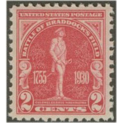 #688 2¢ Battle of Braddock's Field, Carmine Rose, 175th Anniversary