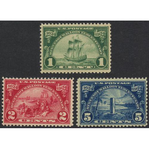 #614-16 5¢ Huguenot - Walloon Set of 3, NH