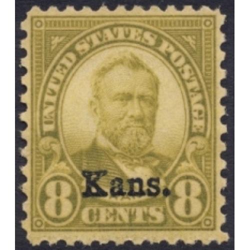 #666 8¢ Grant, Olive Green "Kans." Overprint, NH