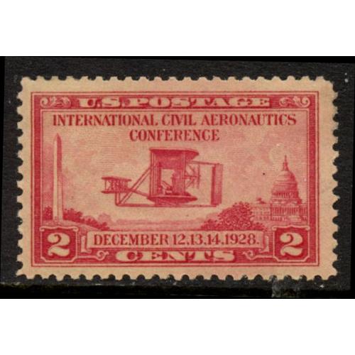 #649 2¢ Wright Brothers Flight 25th Anniversary, Carmine Rose, LH
