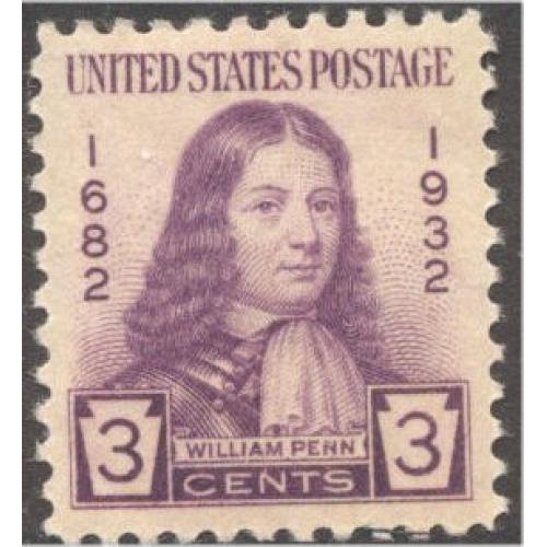 #724 3¢ William Penn, Purple