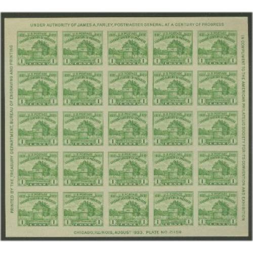 #730 Chicago Imperforate Souvenir Sheet of 25