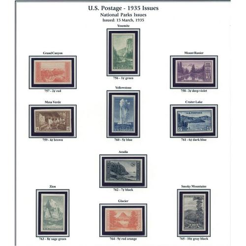 #756-65 National Parks, Complete Imperforate Set of Ten