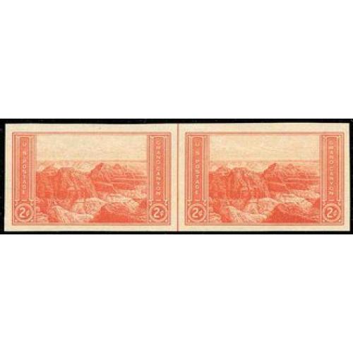 #757 Grand Canyon Imperforate Horizontal Pair, Vertical Line