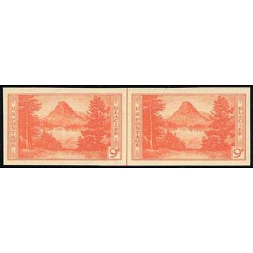 #764 Glacier Park Imperforate, Horizontal Pair Vertical Line