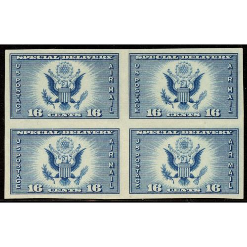 #771 16¢ Air Special Delivery, Blue Imperforate Block of Four