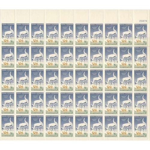 #1098 Wildlife Conservation, Whooping Crane, Sheet of 50