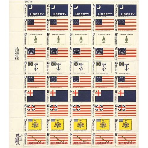 #1345-54 Historic Flags, Complete Sheet of 50 Stamps