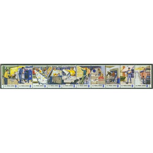 #1498a Postal People, Strip of Ten