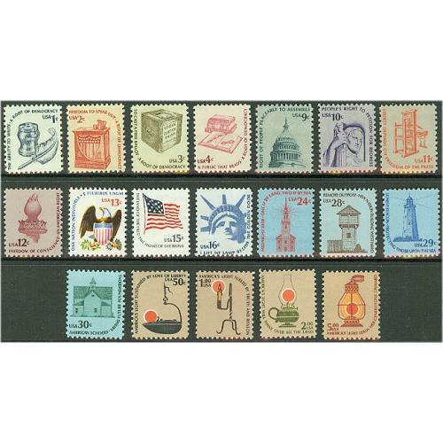 #1581//1612 Americana Issue, Complete Set of 22, Mint and Never Hinged