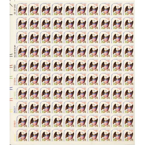 #1596 Eagle and Shield,  Sheet of 100 Stamps