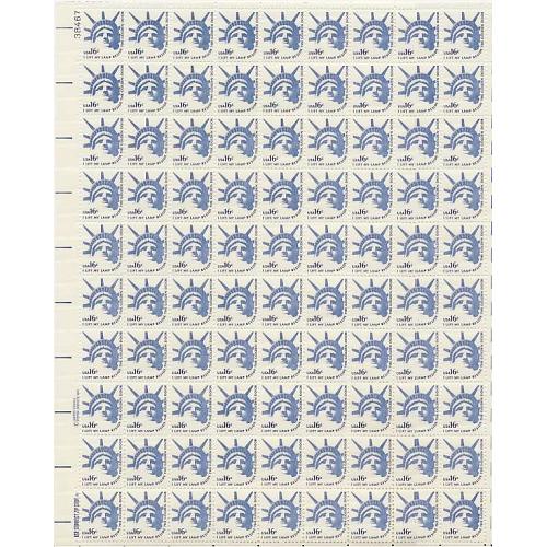 #1599 Statue of Liberty,  Sheet of 100 Stamps